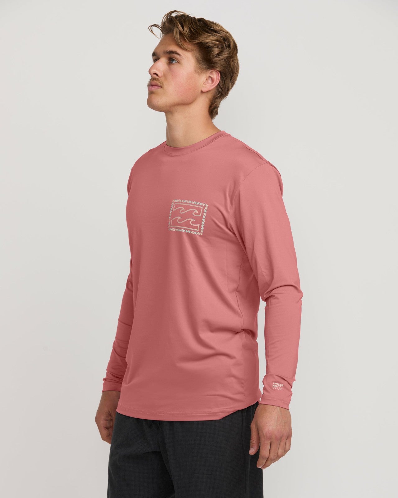 Crayon Wave Loose Fit Long Sleeve Surf Tee - Dusty Pink