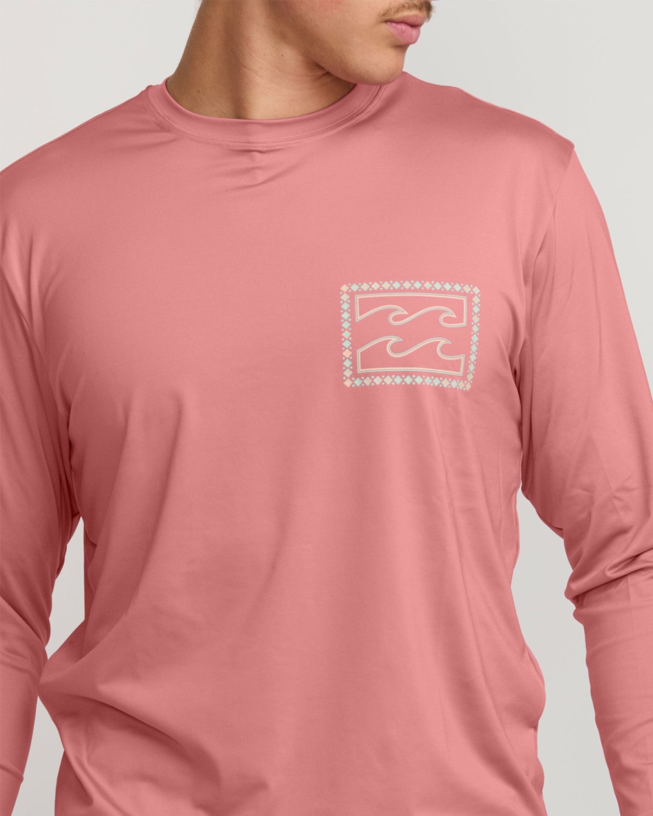 Crayon Wave Loose Fit Long Sleeve Surf Tee - Dusty Pink