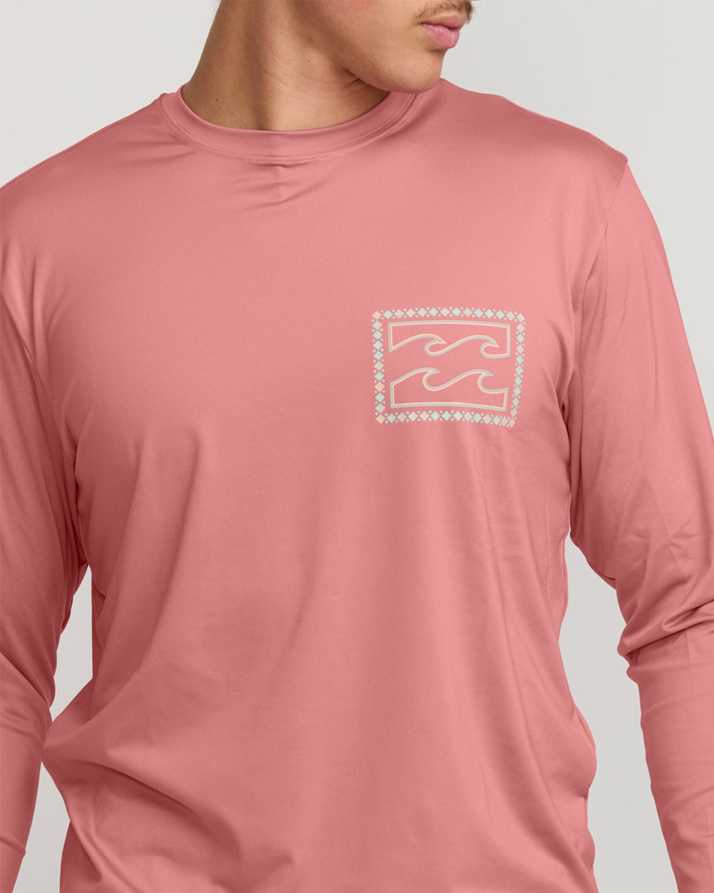 Crayon Wave Loose Fit Long Sleeve Surf Tee - Dusty Pink