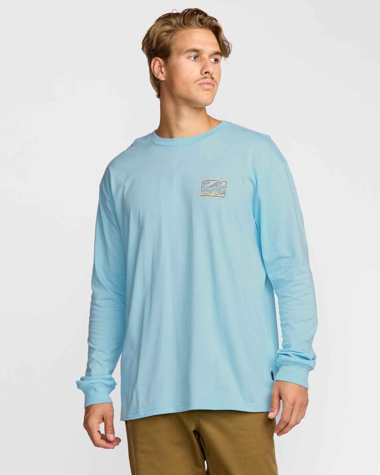 Crayon Wave Regular Long Sleeve T-Shirt - Coastal Blue