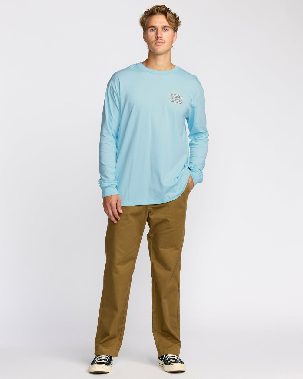 Crayon Wave Regular Long Sleeve T-Shirt - Coastal Blue