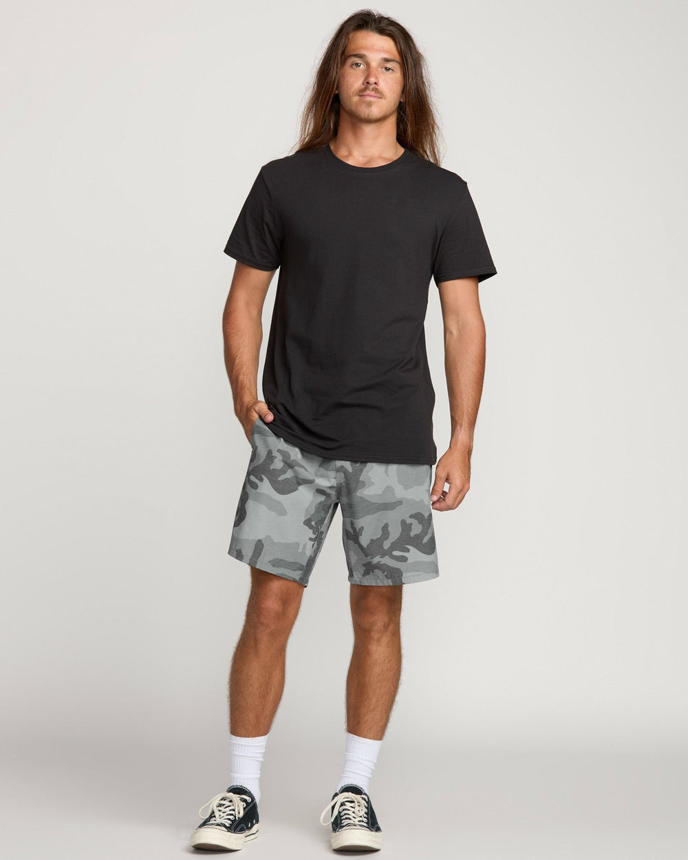 Crossfire Elastic Submersible 18" Hybrid Shorts - Black Camo