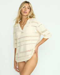 Crystal Tides Beach Coverup Overshirt - Whitecap