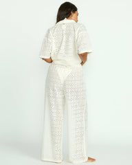 Eyelet Crush Beach Coverup Pants - Salt Crystal
