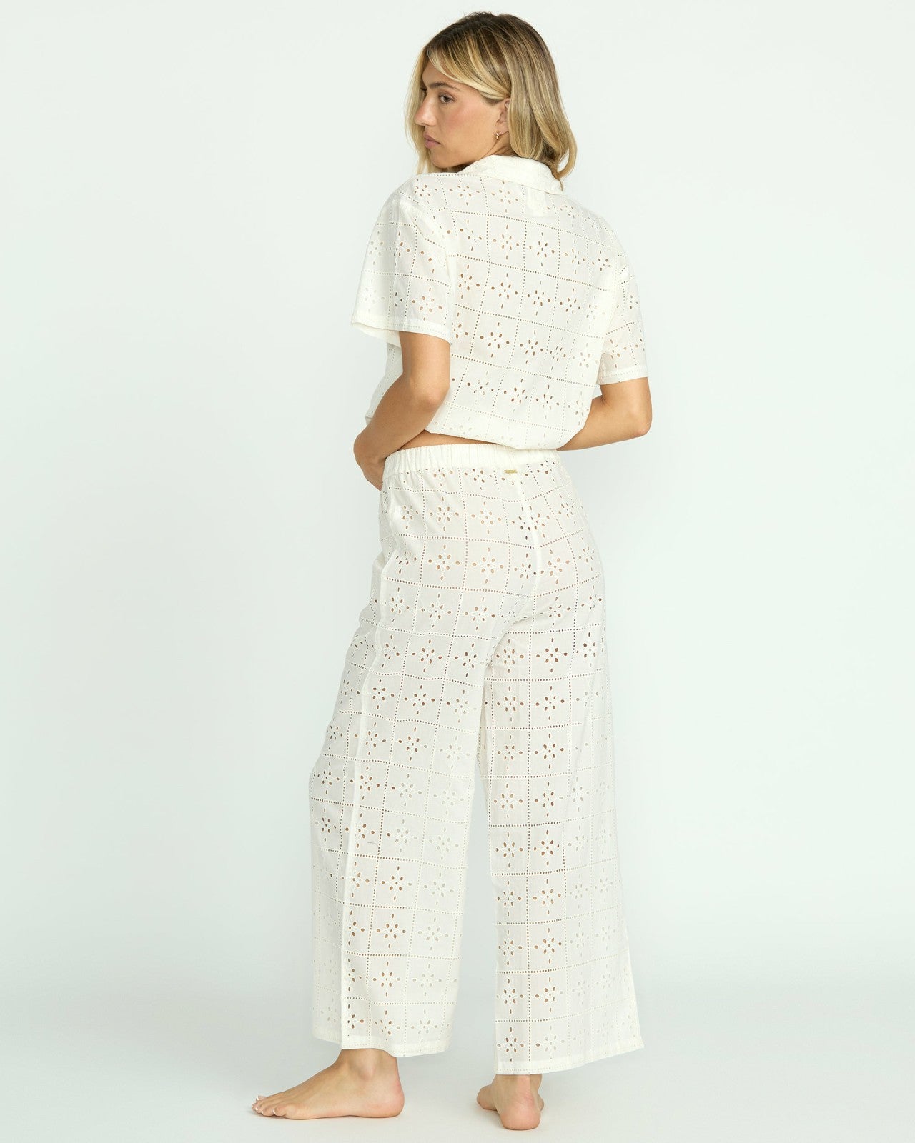 Eyelet Crush Beach Coverup Pants - Salt Crystal