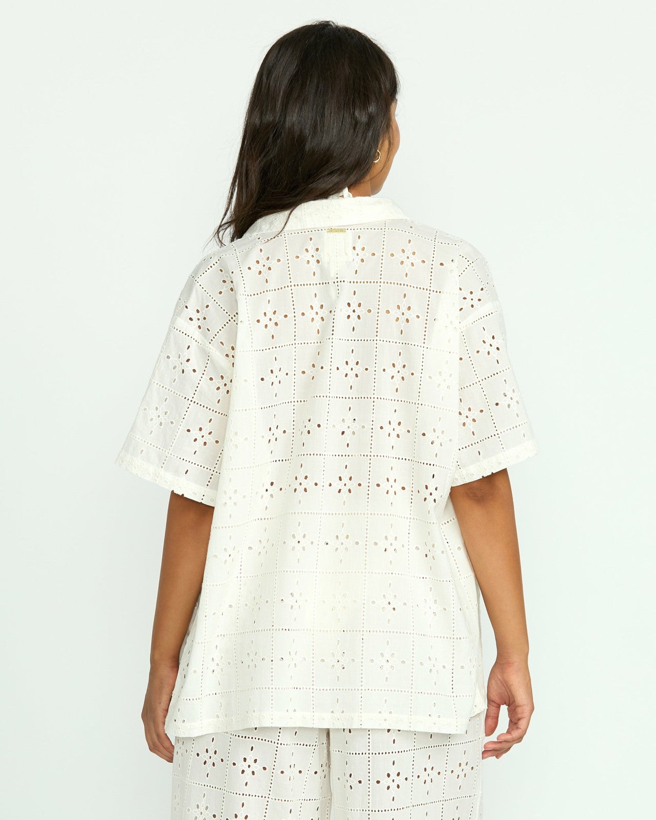 Eyelet Crush Beach Coverup Top - Salt Crystal