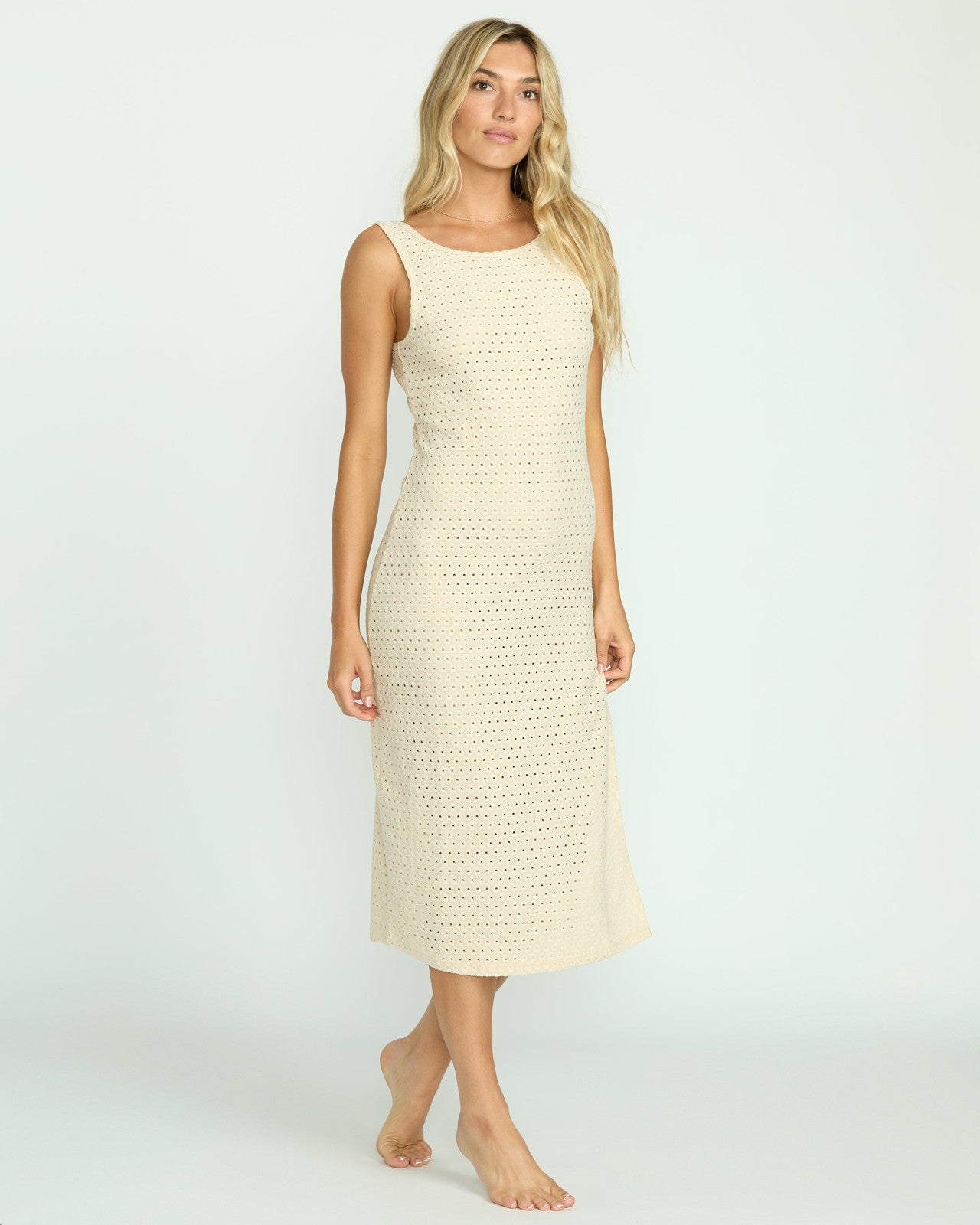 Eyelet Sun Midi Dress Beach Coverup - Whitecap
