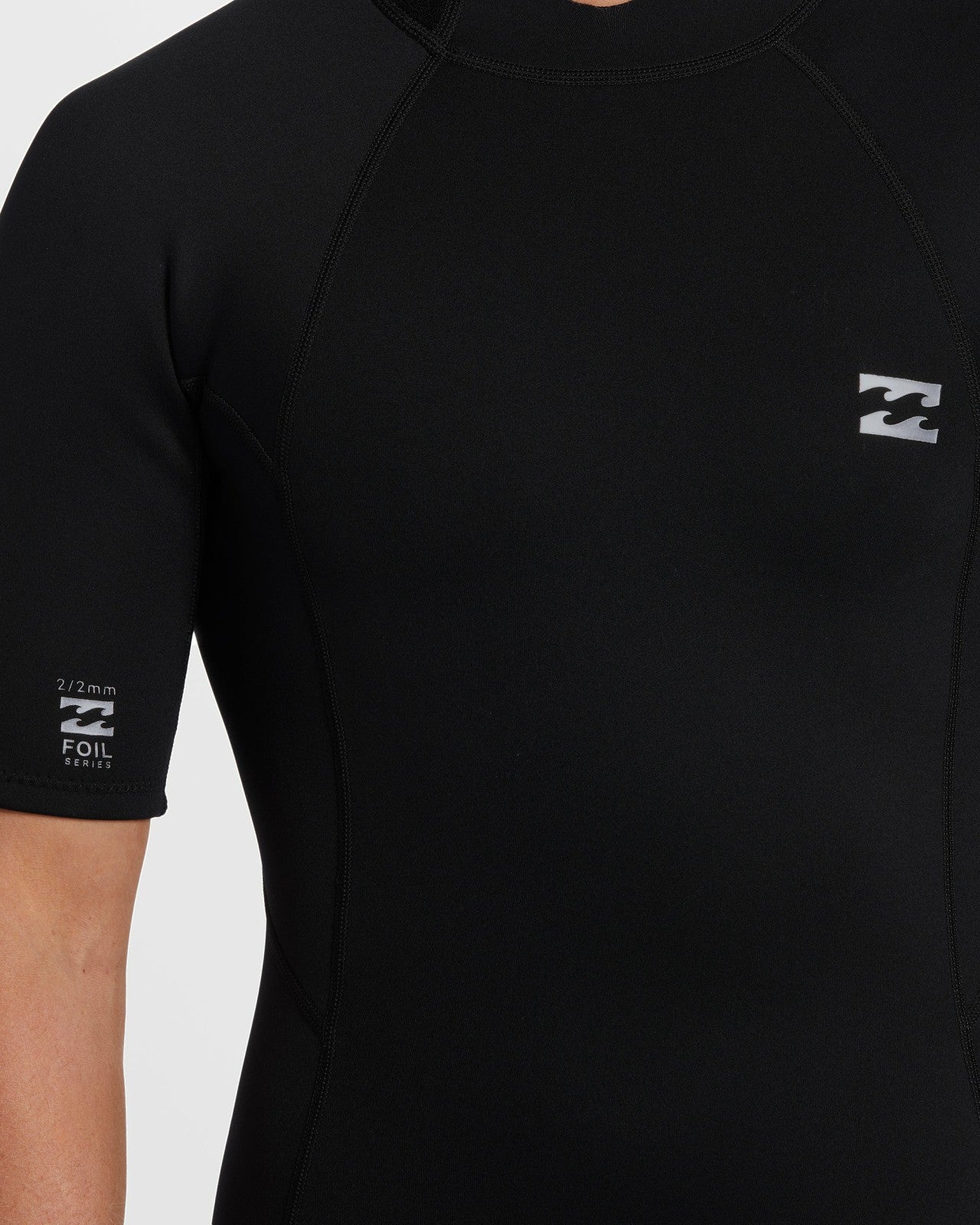 2mm Foil Flatlock Back Zip Short Sleeve Springsuit - Black
