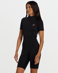 Foil Flatlock Short Sleeve Springsuit - Black