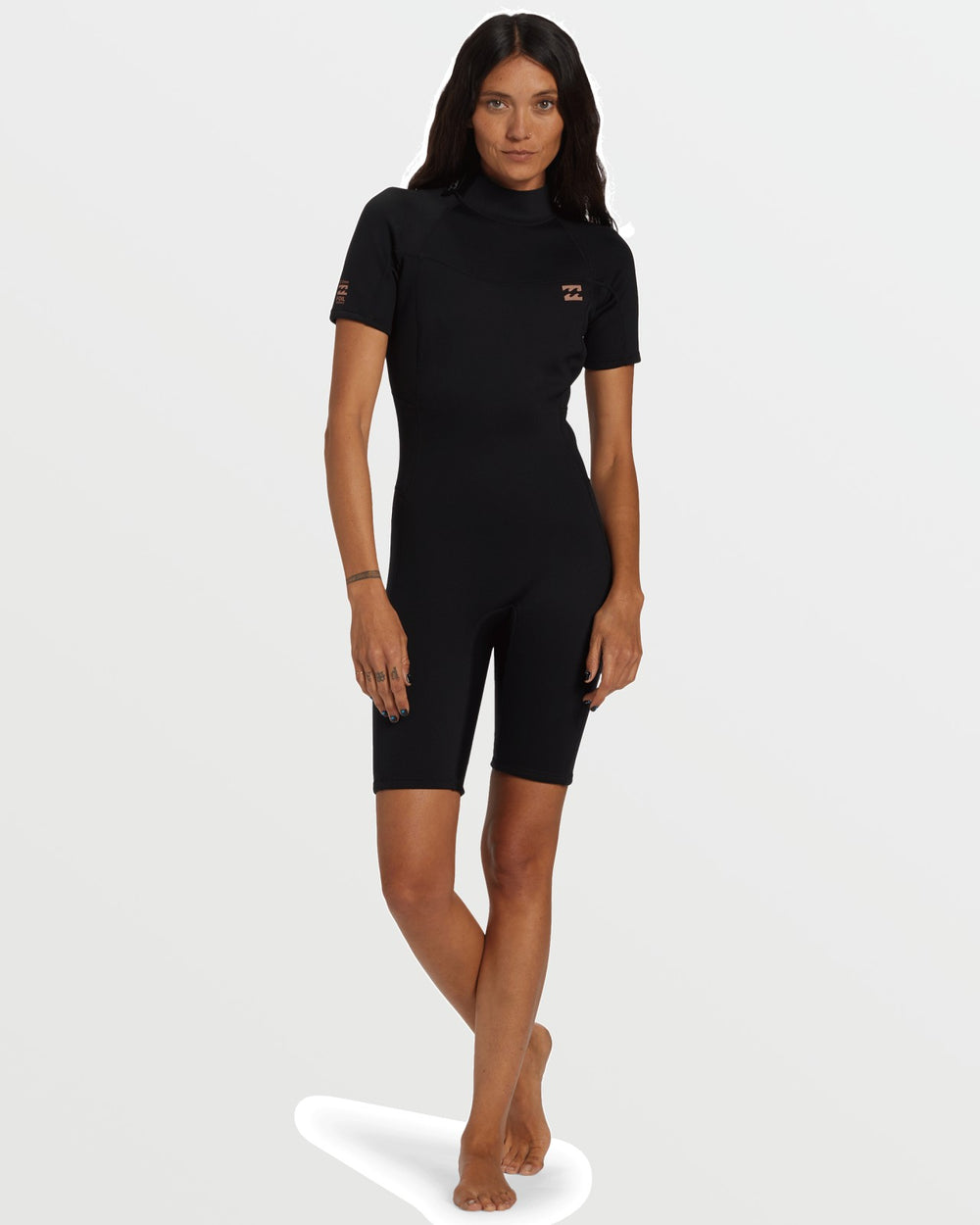 Foil Flatlock Short Sleeve Springsuit - Black