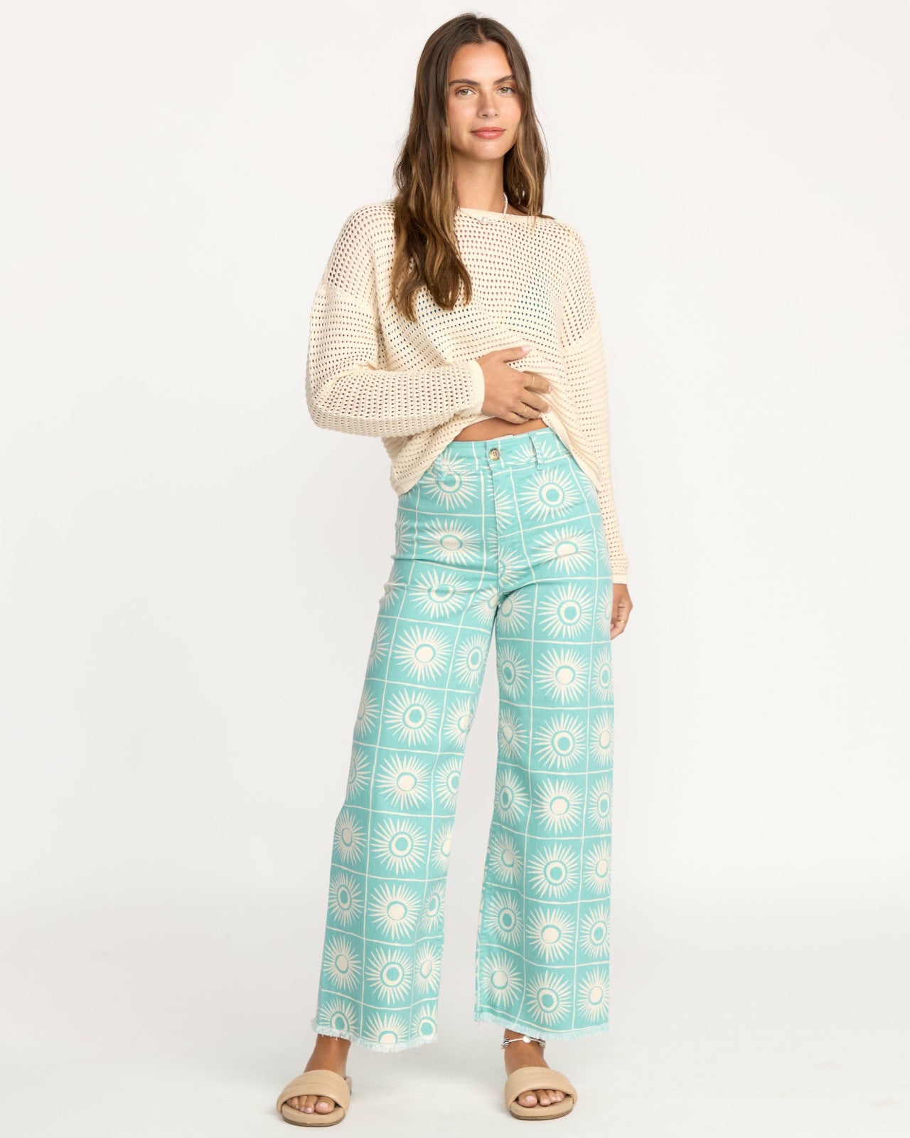 Free Fall Printed Twill Pants - Misty Blue