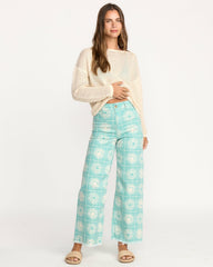 Free Fall Printed Twill Pants - Misty Blue