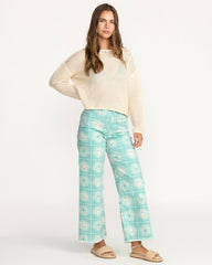 Free Fall Printed Twill Pants - Misty Blue