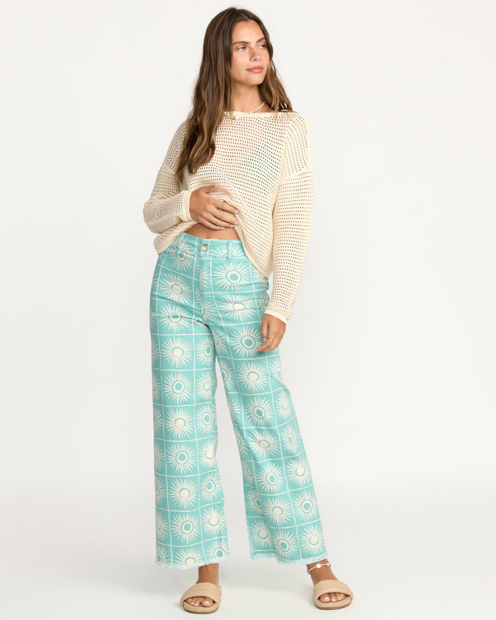 Free Fall Printed Twill Pants - Misty Blue