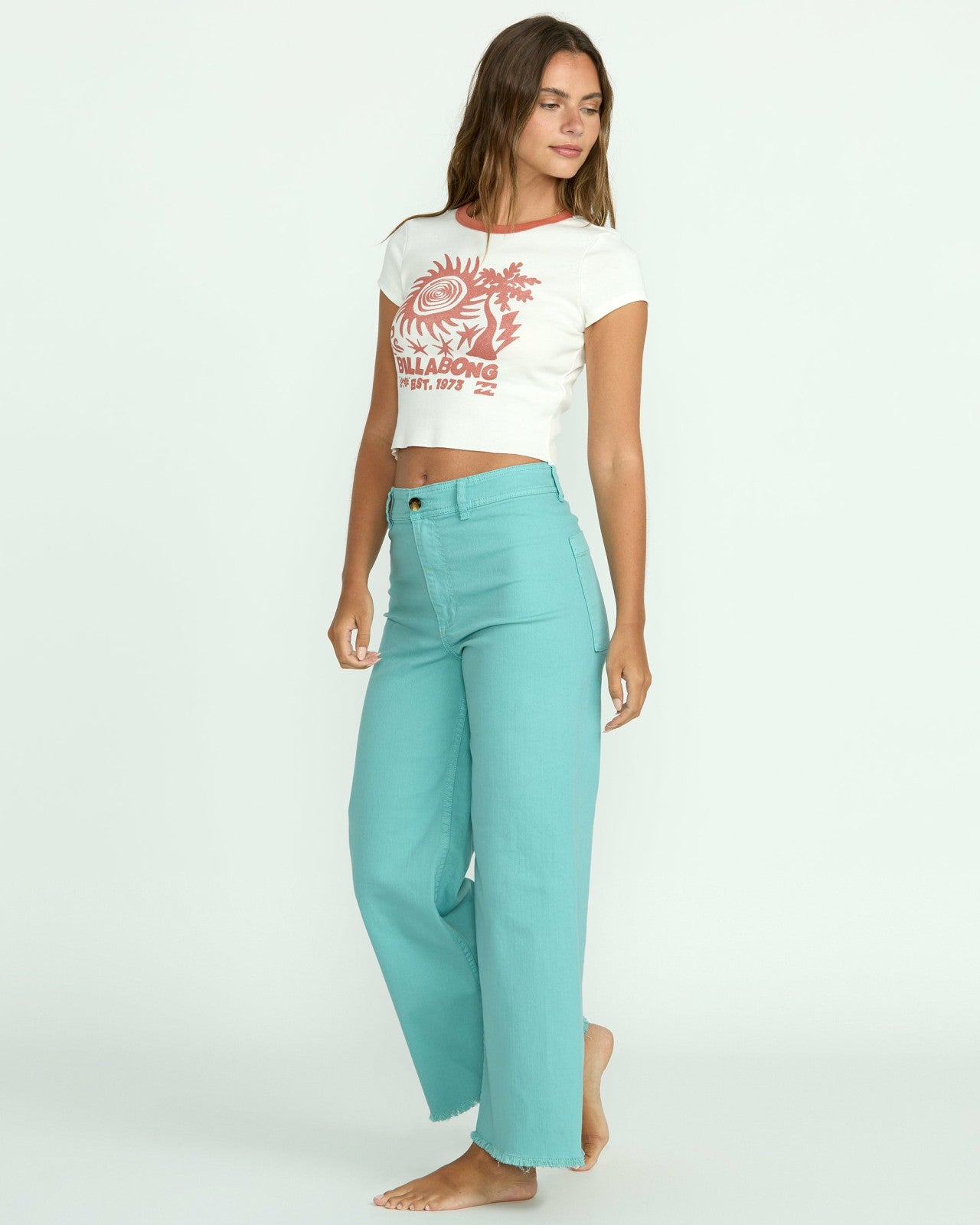 Free Fall High-Waist Pants - Misty Blue