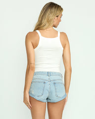 Get Low Denim Shorts - Light Wash Destroy