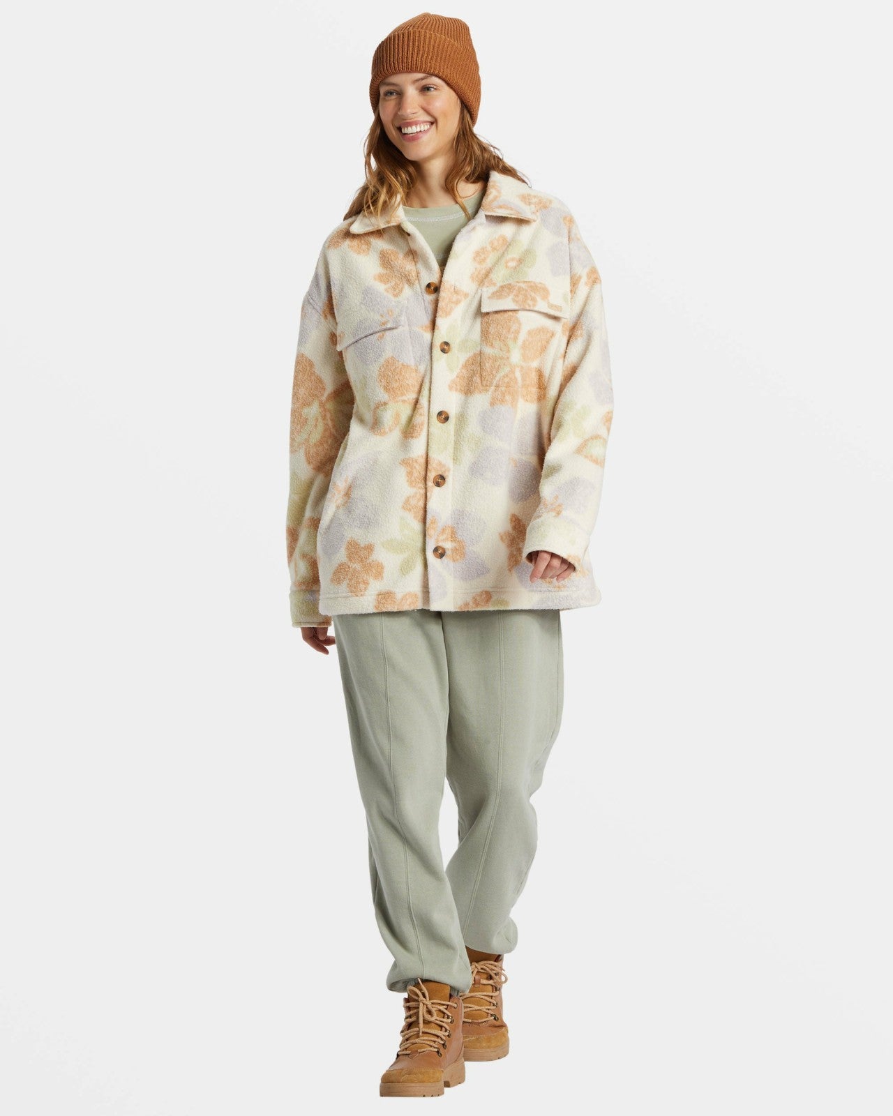 Happy Camper Shacket Button Sweater - Summer Rain