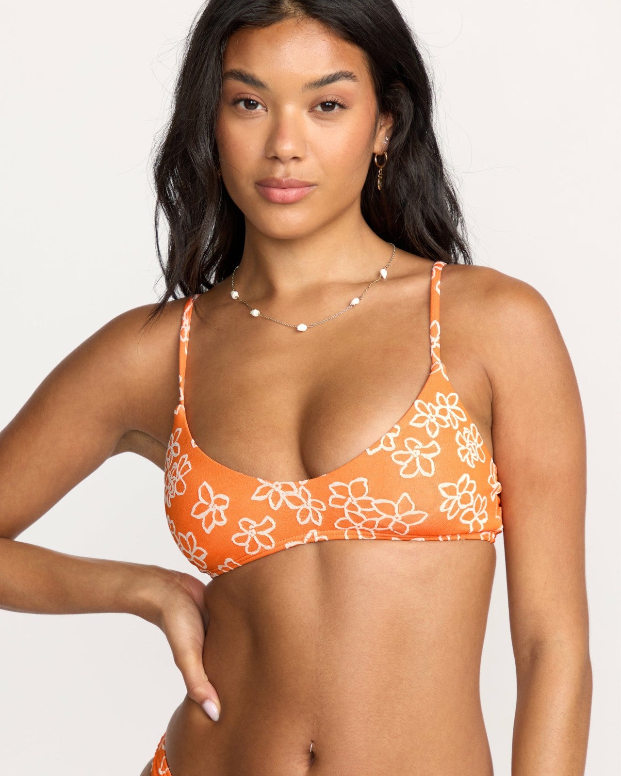Josie Have It All V Bralette Bikini Top - Orange Pop