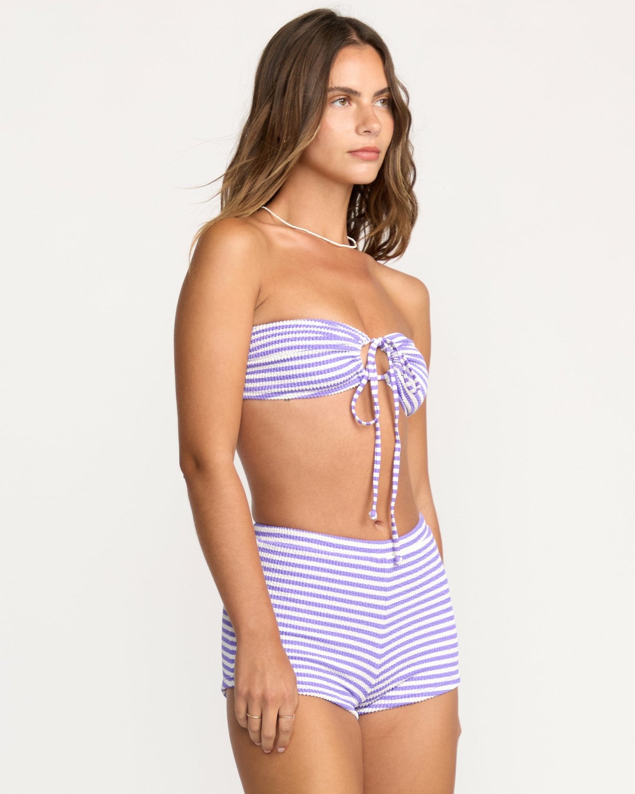 Josie Summer Hi Yarn Dyed Boyshort Bikini Bottom - Purple Punch