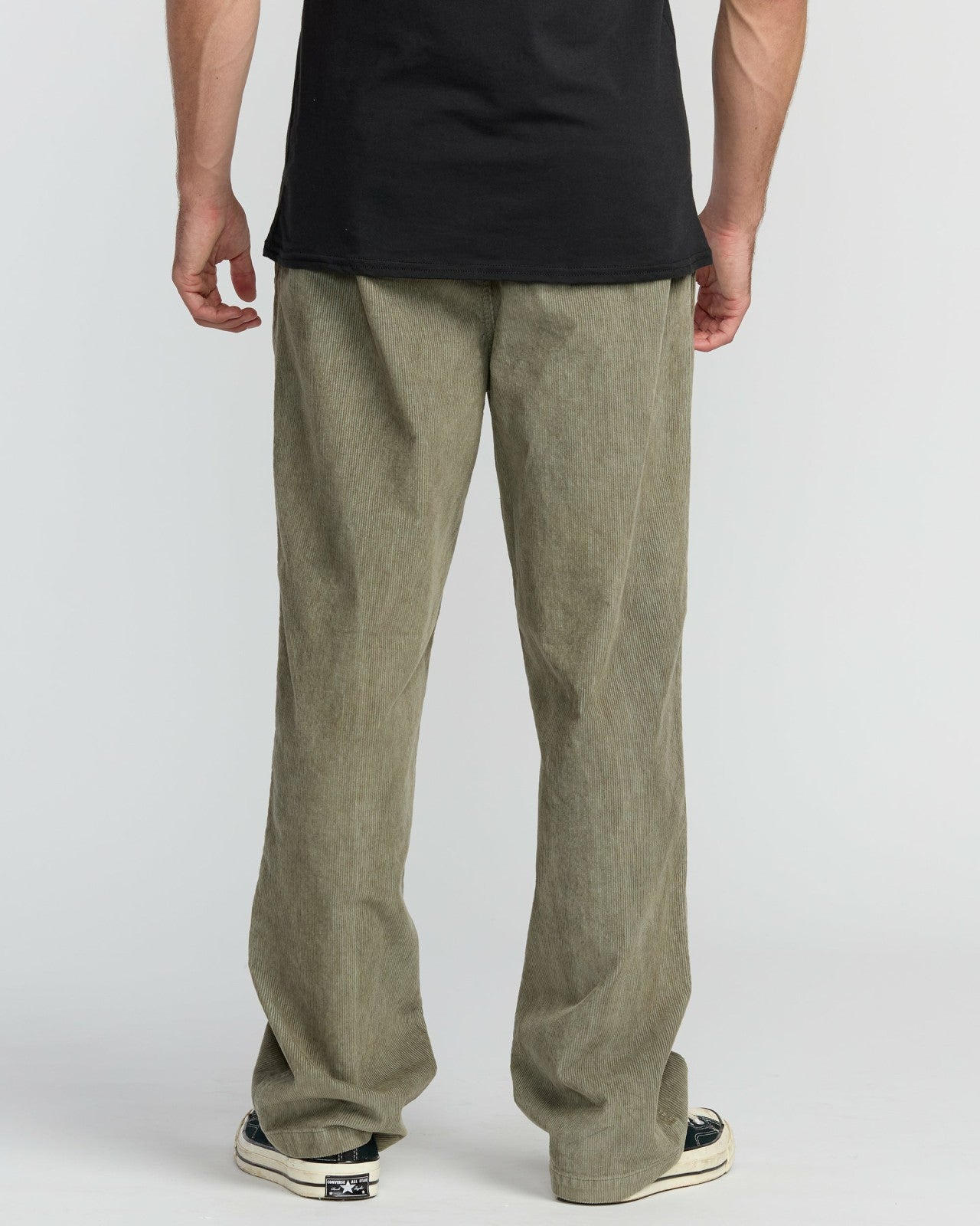 Larry Elastic Waist Corduroy Pants - Green Ash
