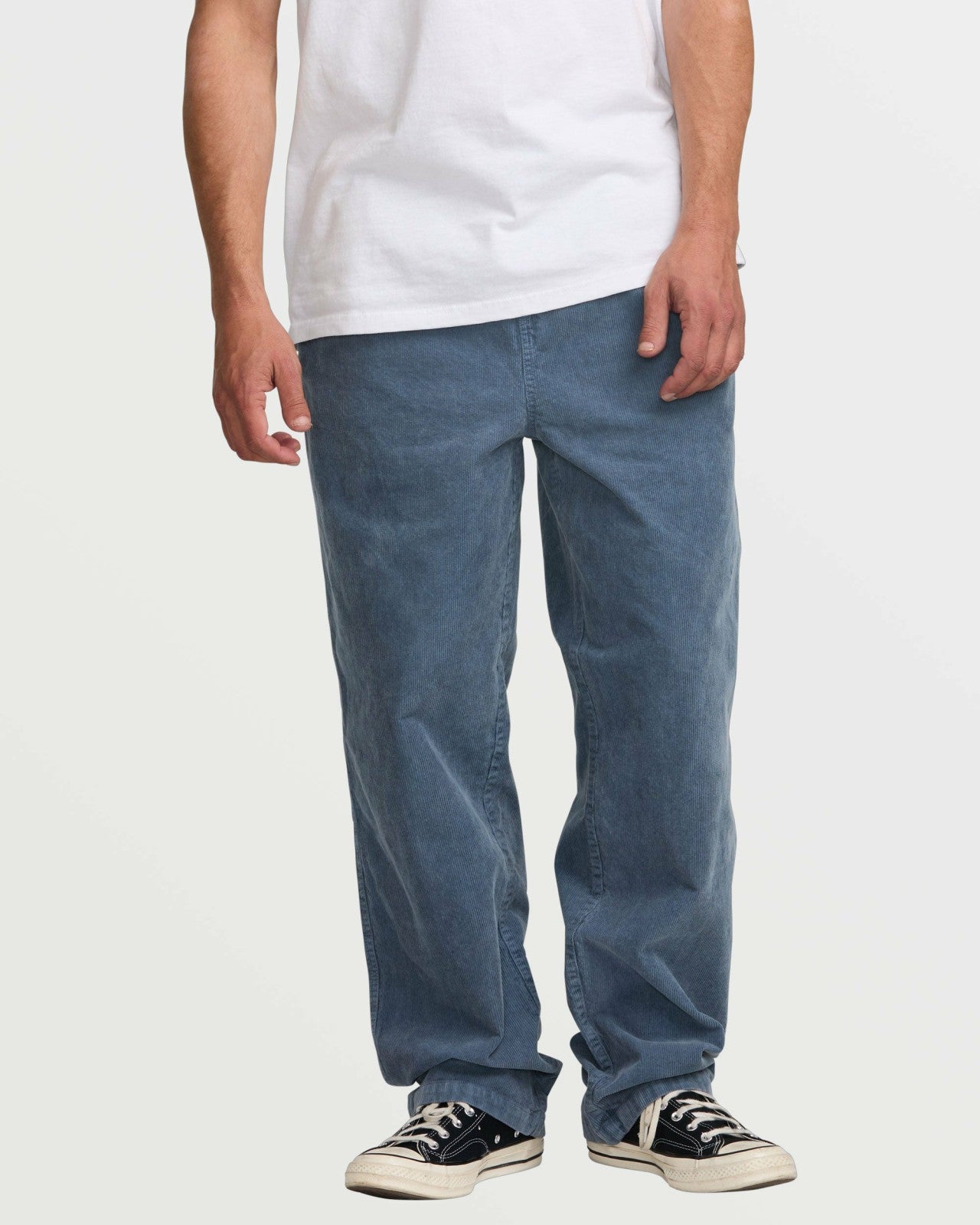 Larry Elastic Waist Corduroy Pants - Slate Blue