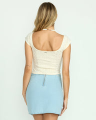 Mia Tie-Front Top - Whitecap