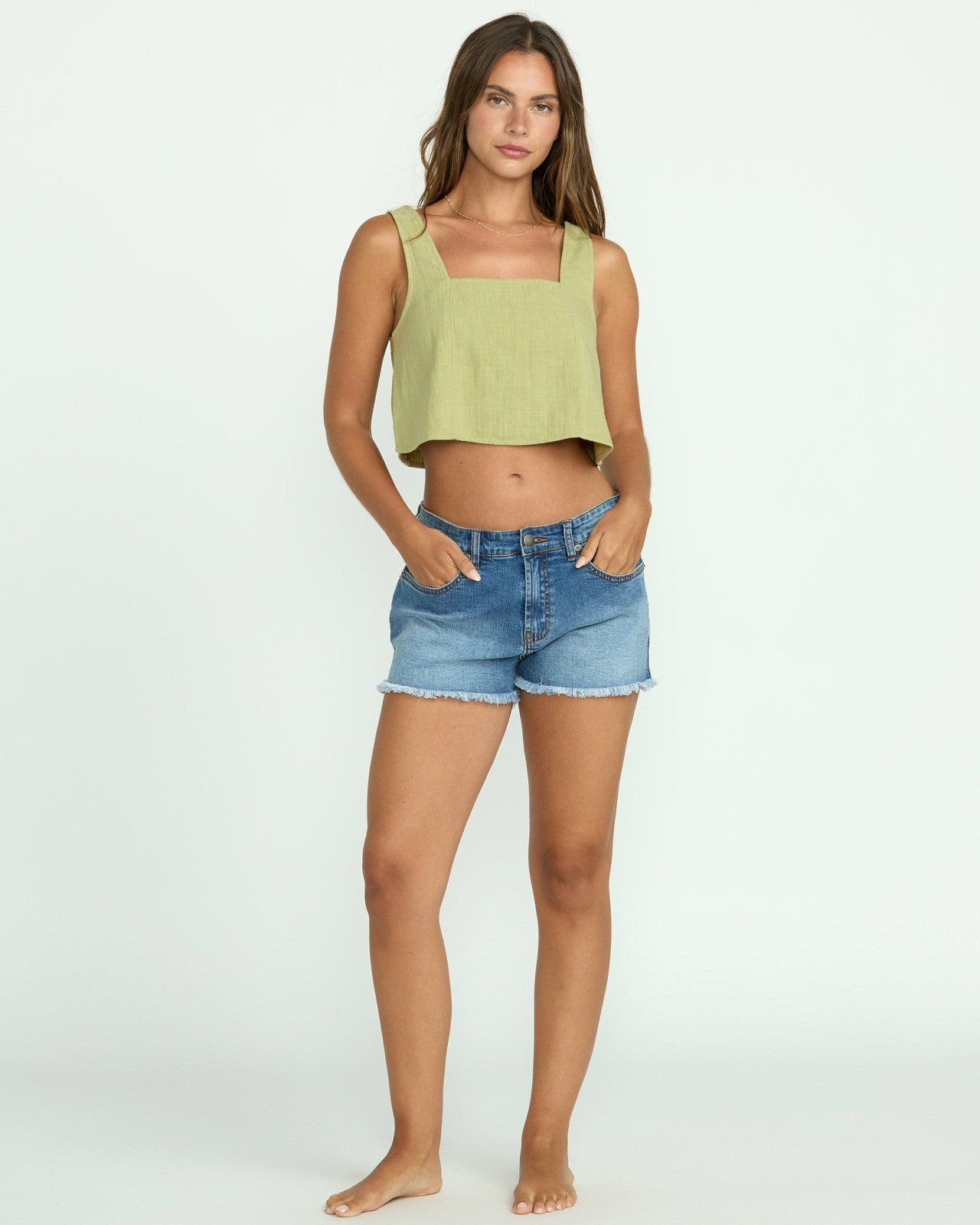 Open Skies Woven Tank - Avocado
