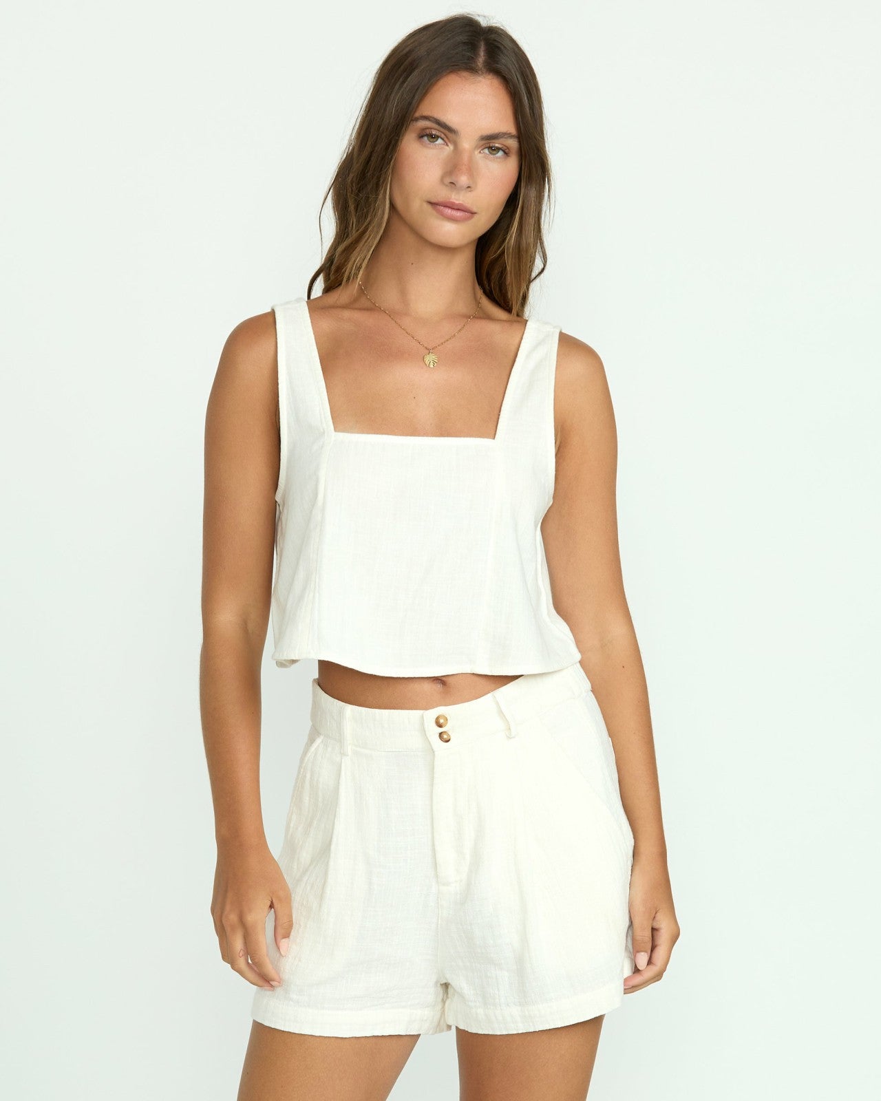 Open Skies Woven Tank - Salt Crystal