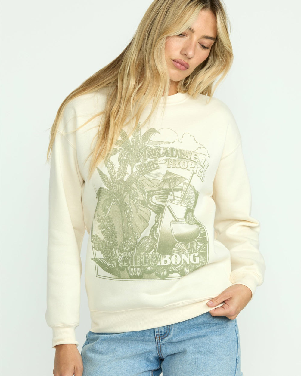 Paradise Awaits Crewneck Sweatshirt - Whitecap
