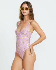 Peaceful Petals Chloe One-Piece Swimsuit - Amethyst Smoke