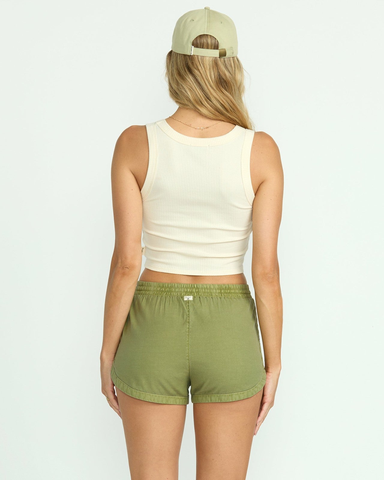 Road Trippin Elastic Waist Shorts - Avocado
