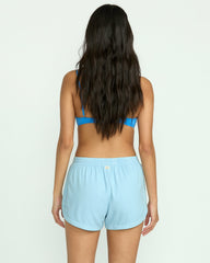 Road Trippin Elastic Waist Shorts - Washed Chambray