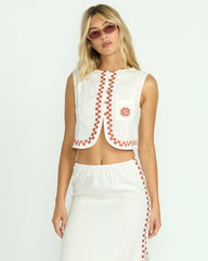 Secret Cove Woven Top - Salt Crystal