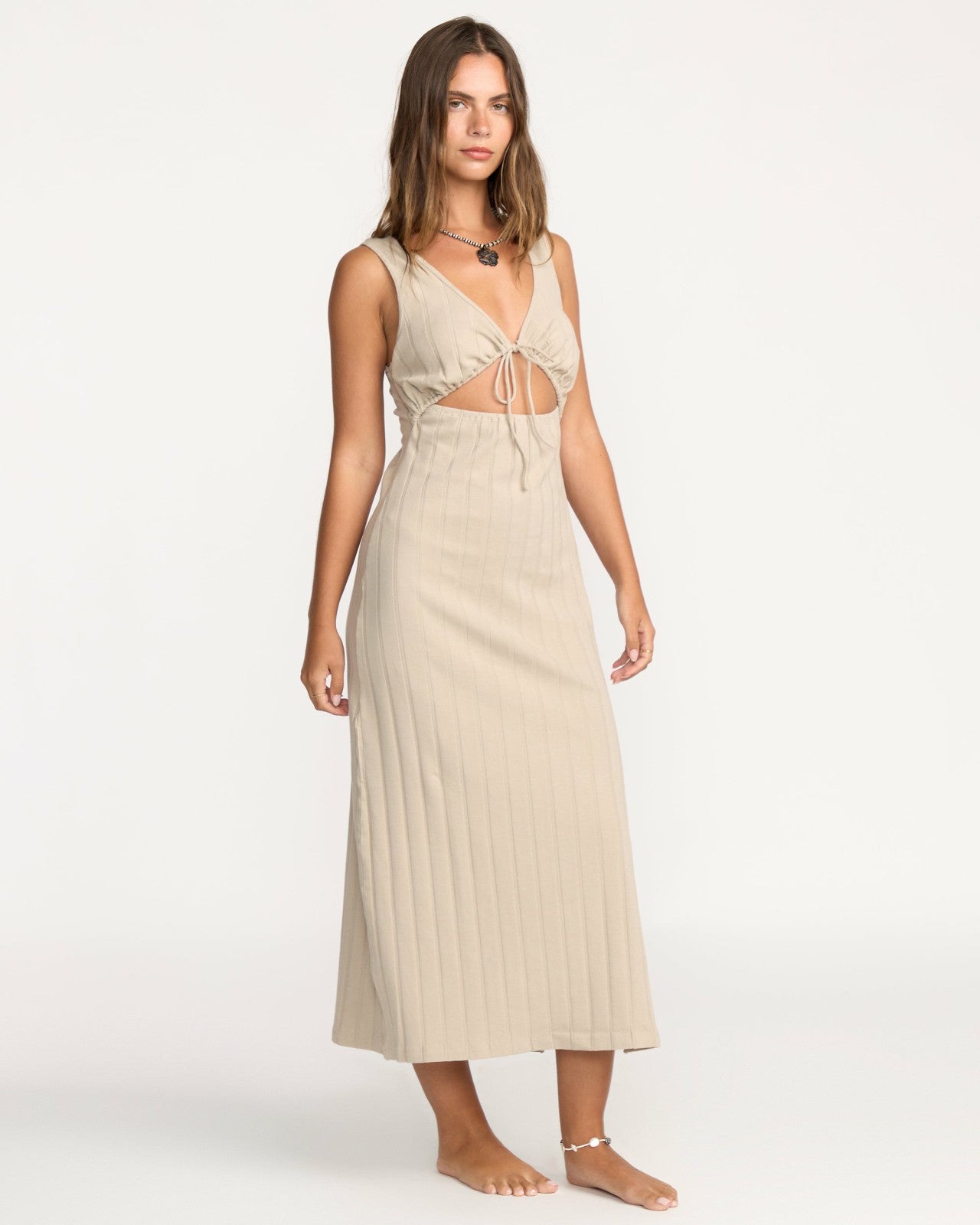 Slides Midi Knt Dress - Cobblestone