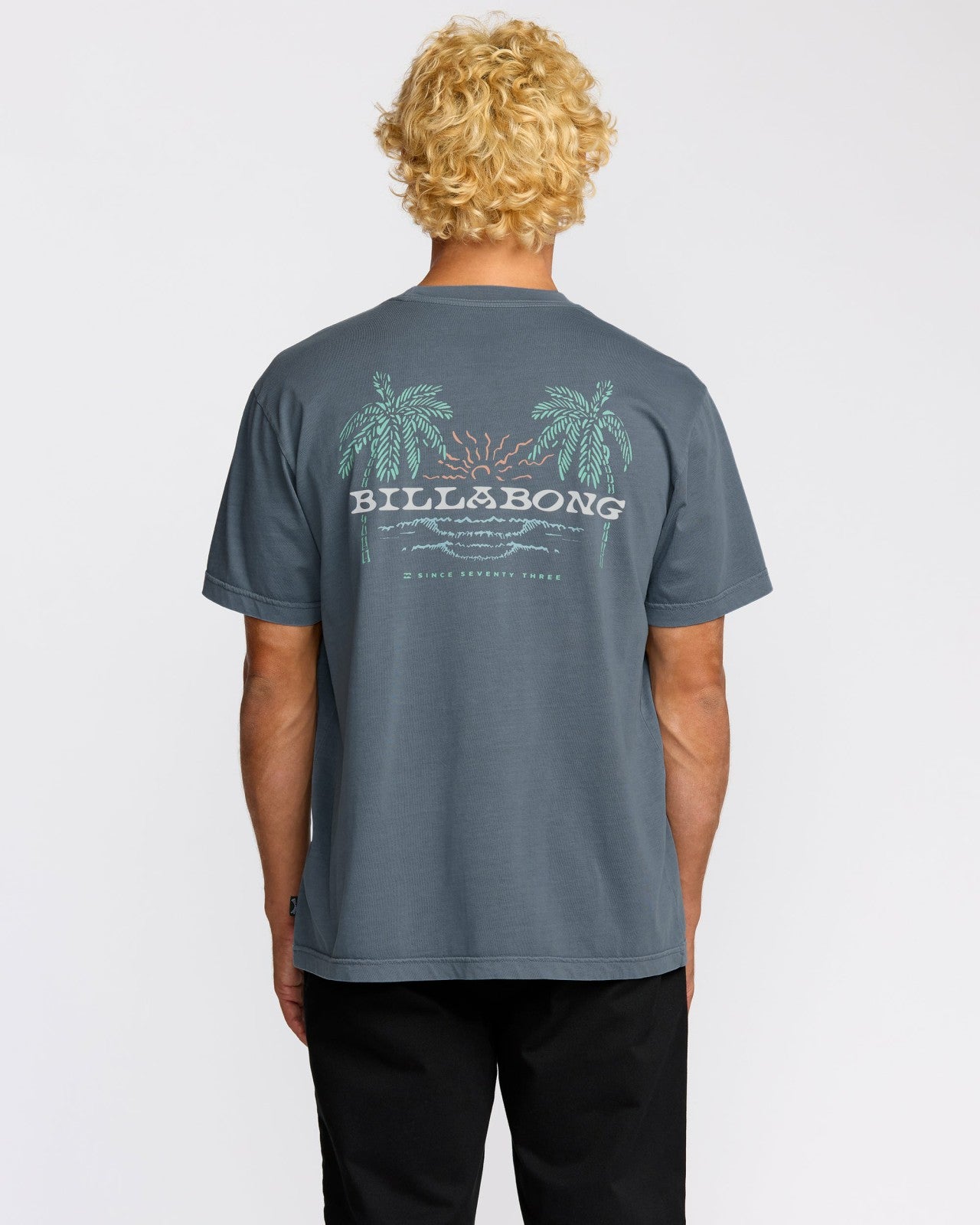 Social Lounge Premium Wave Wash Short Sleeve T-Shirt - Steel Blue