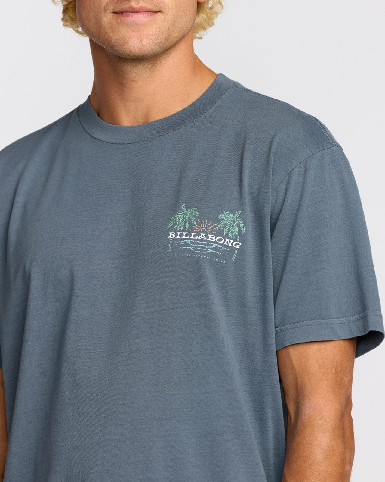 Social Lounge Premium Wave Wash Short Sleeve T-Shirt - Steel Blue