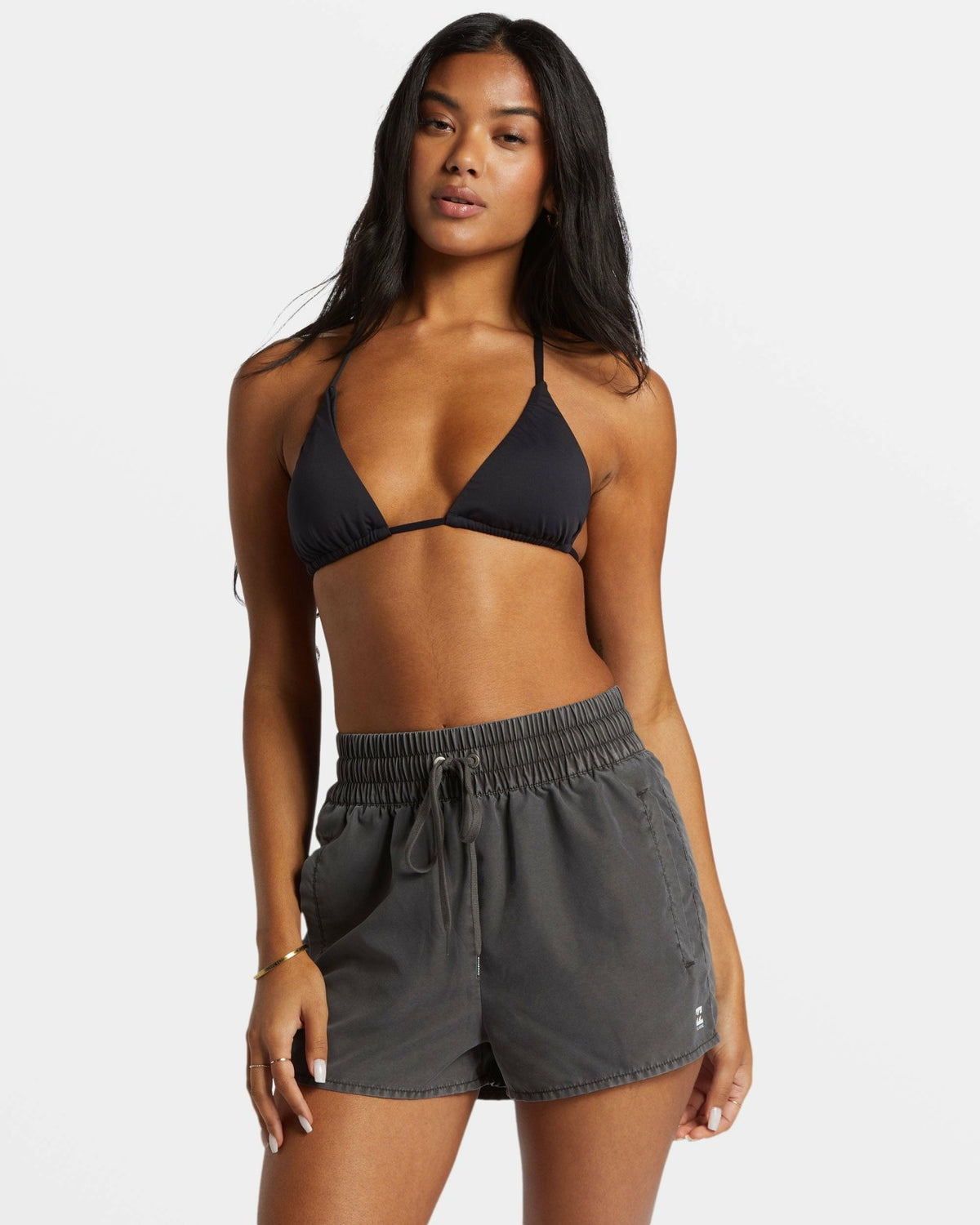 Sol Searcher New Elastic Waist Swim Shorts - Black Pebble
