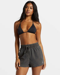 Sol Searcher New Elastic Waist Swim Shorts - Black Pebble