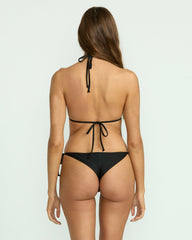 Sol Searcher Tie Side Tanga Bikini Bottom - Black Pebble