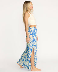 Split Spirit Elastic Waist Pants - True Blue
