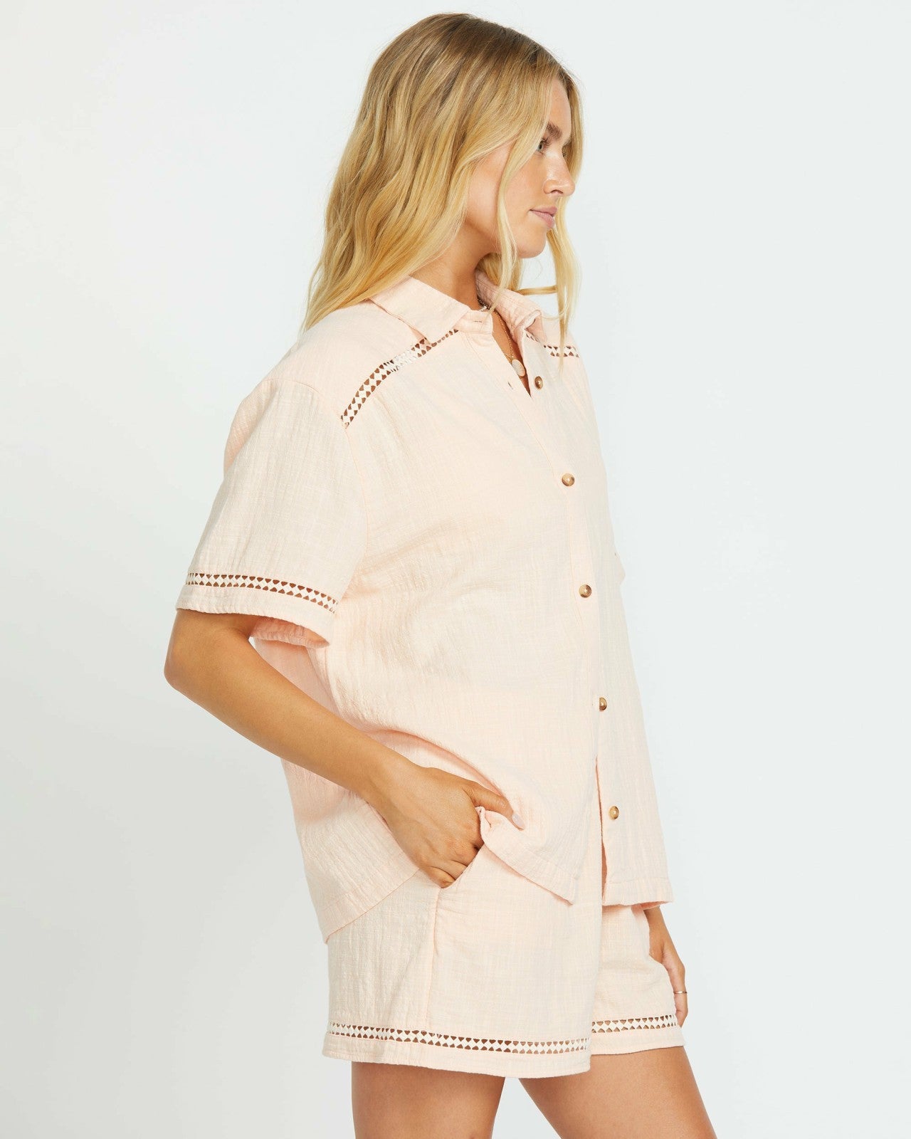 Summers End Short Sleeve Shirt - Soft Peach