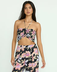 Summer Sunshine Crop Top - Black Multi