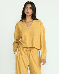 Sun Palm Terry Pullover Sweatshirt - Gold Coast
