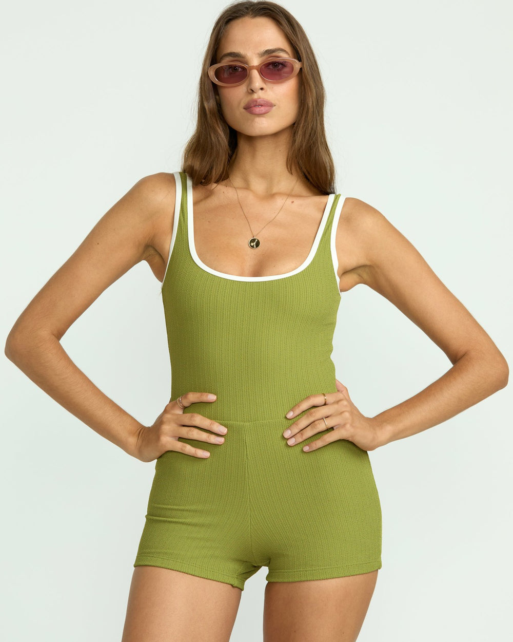 Sunrays Retro One-Piece Surf Suit - Ranger Green