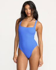 Sunrays Square Neck One-Piece Swimsuit - Tidal Blue