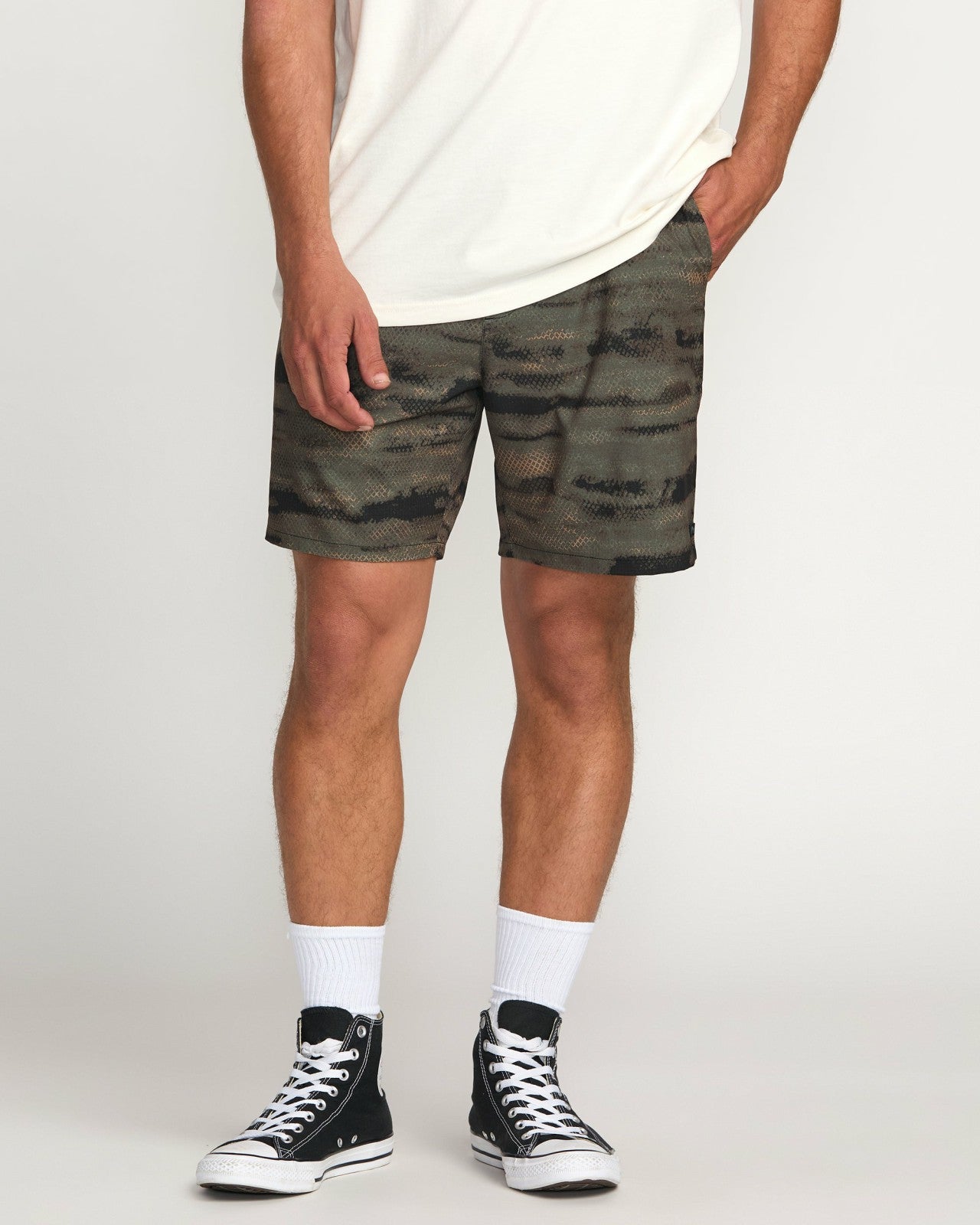 Surftrek Perforated Elastic 17" Hybrid Shorts - Dark Military