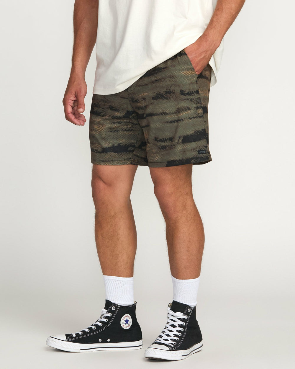 Surftrek Perforated Elastic 17" Hybrid Shorts - Dark Military