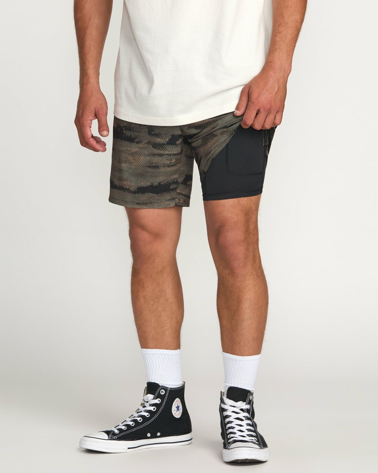 Surftrek Perforated Elastic 17" Hybrid Shorts - Dark Military