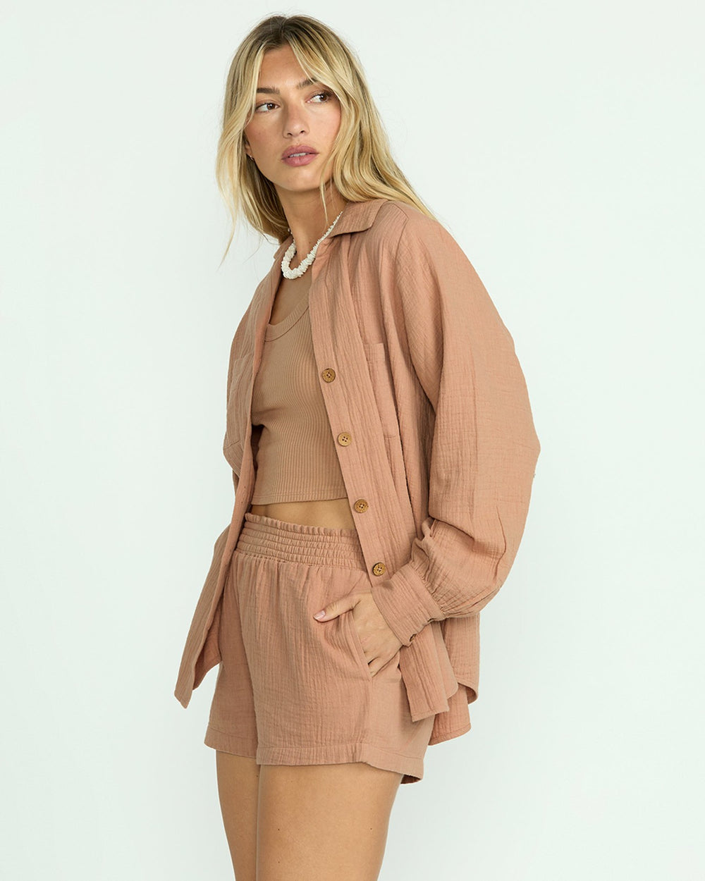 Sweet Swell Long Sleeve Shirt - Rose Brown