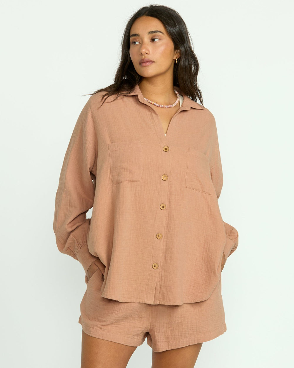 Sweet Swell Long Sleeve Shirt - Rose Brown